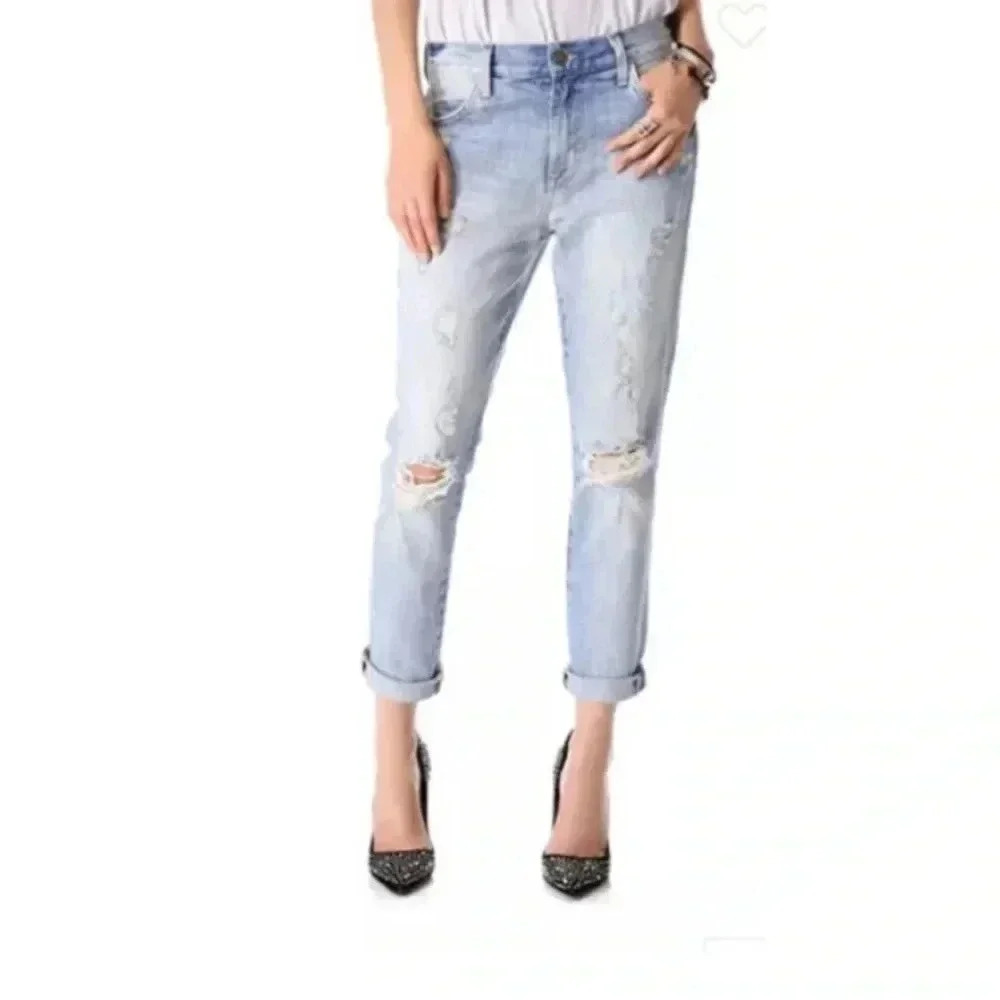 Women WILDFOX blue Marissa Slouchy Slim Boyfriend Distressed Crop Jeans 25 EUC